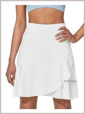 High Waist Ruffle Tennis Skort with Inner Shorts - Athletic Golf Skirt with